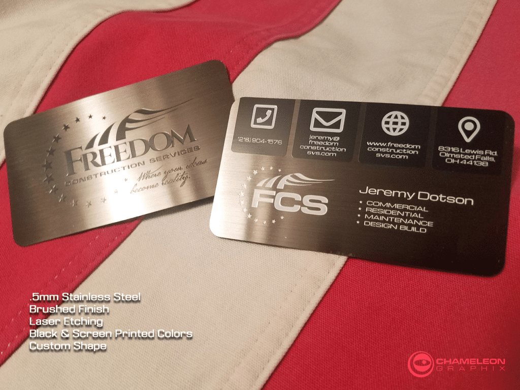 Freedom Construction metal business cards